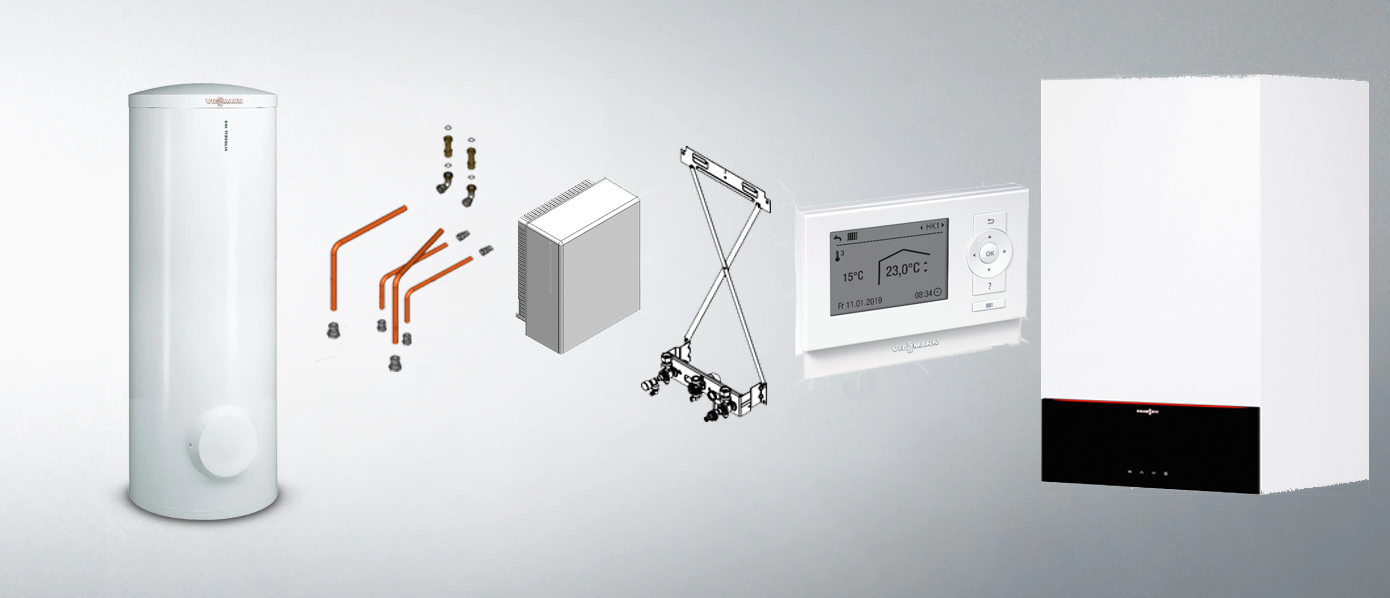Zostava VIESSMANN Vitodens 200-W 1,9 – 32kW B2HH 3,5" čiernobiely + Vitocell 100-W (150l) CUGB Z030777