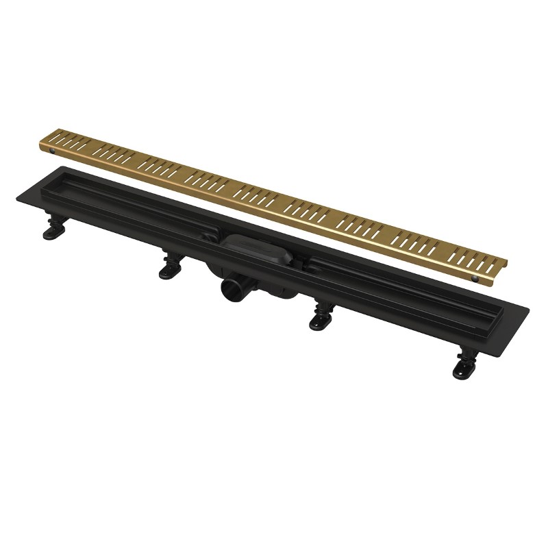ALCADRAIN APZ10BLACK-850BRASS Podlahový žľab