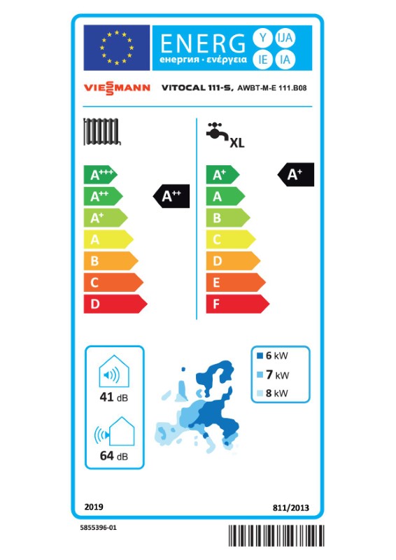 Tepelné čerpadlo Viessmann Vitocal 111-S (4,7 - 12kW) 230V AWBT-M-E 11.B0 - energetický štítok