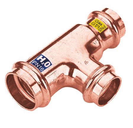 Lisovací Cu T-kus redukovaný 22x15x15 FFF voda/plyn