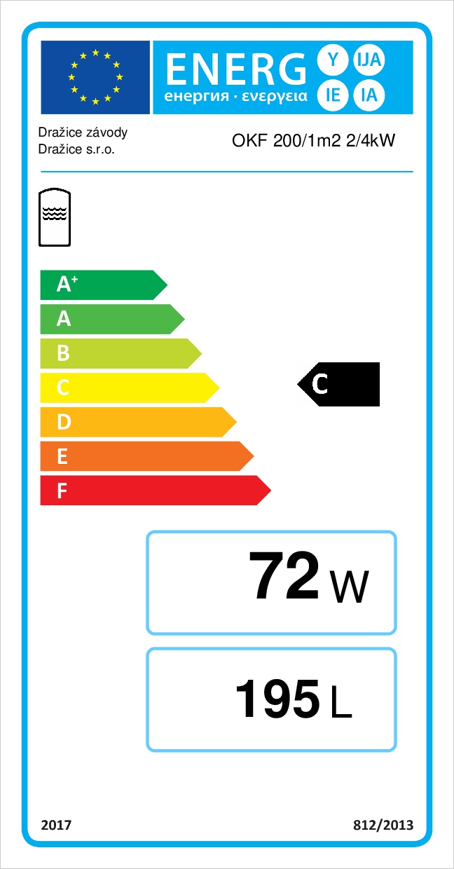 Dražice OKF 200/1 m2 2/4 kW - energetický štítok