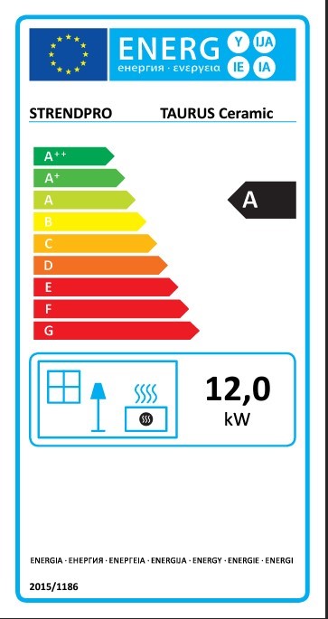 Kachle Pro TAURUS Ceramic, béžové, 12 kW, 120 mm, s rúrou na pečenie - energetický štítok