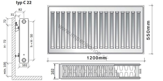 PURMO Radiátor C22 550/1200