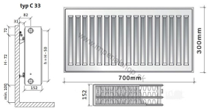 PURMO Radiátor C33 300/700