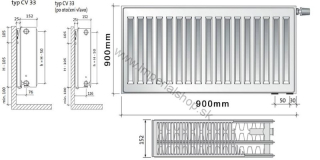 PURMO Radiátor CV33 900/900